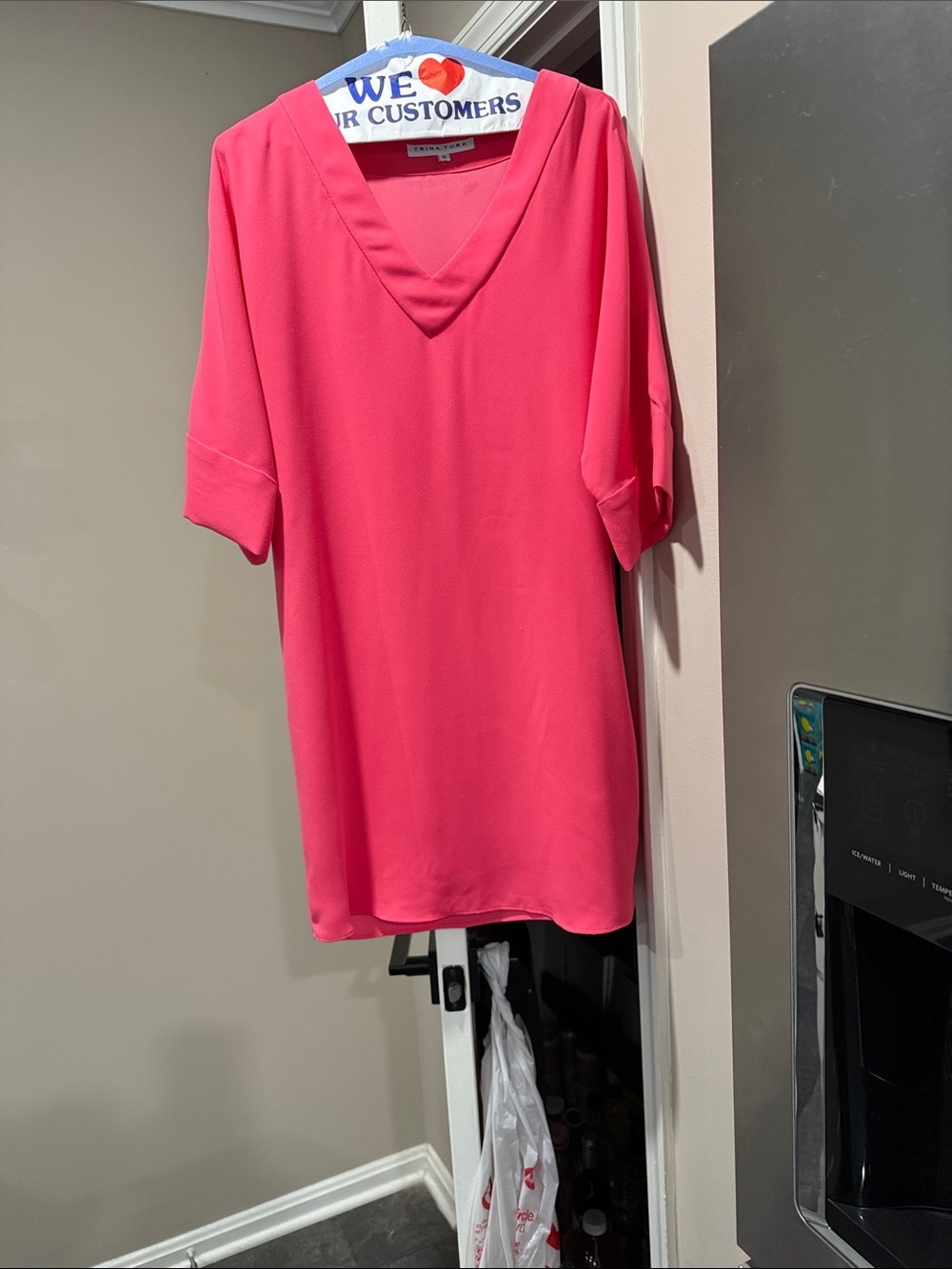 Trina Turk V-Neck Tunic Top in Bright Pink